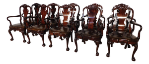 Set of 10 Kindel Winterthur Mahogany Queen Anne Ball Claw Dining Arm Chairs