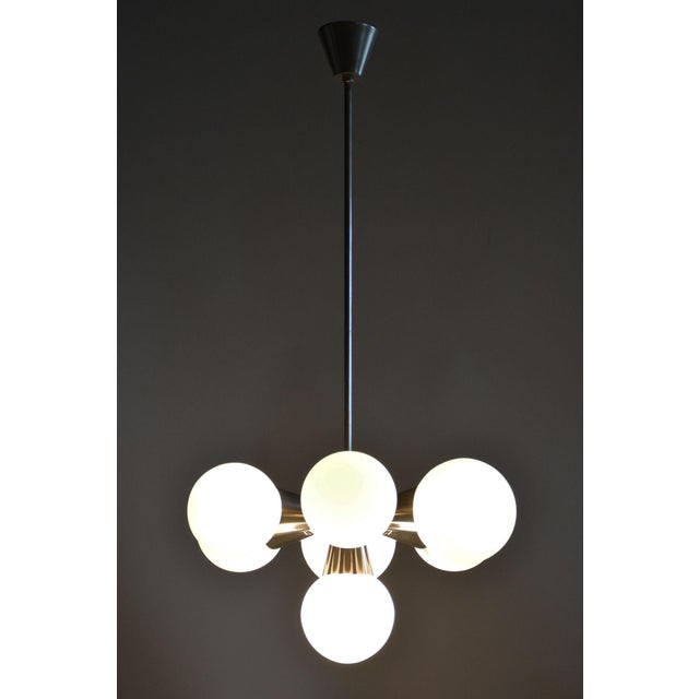 Metal Mid-Century Czech Chandelier in Chrome and Glass attributed to Kamenický Šenov, 1970s For Sale - Image 7 of 9