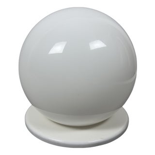 Modernist UFO Sphere Table Lamp in White Murano Glass, 1970s For Sale