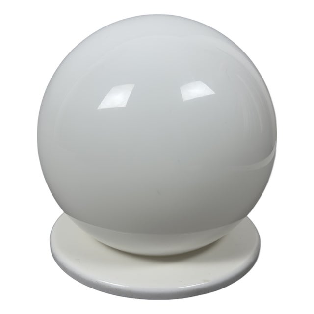 Modernist UFO Sphere Table Lamp in White Murano Glass, 1970s For Sale