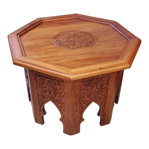 Carved Octagonal Moroccan Wooden Coffee Table