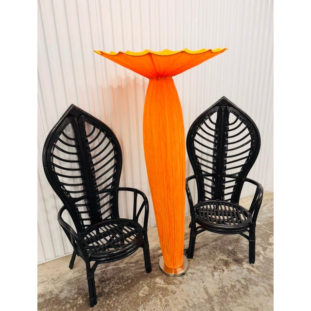 Mid 20th Century 1970s Palm Beach Accent Bamboo & Wicker Chairs - A Pair For Sale - Image 5 of 8