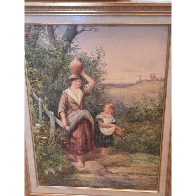 Mid 19th Century 19th Century Watercolor Painting of Sisters by David Hardy For Sale - Image 5 of 14