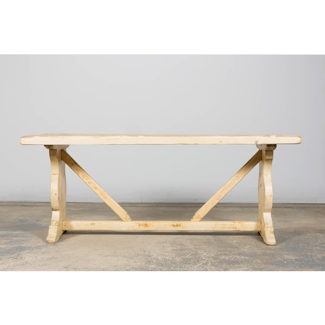 Farmhouse Late 19th Century French Provincial Bleached Pine Monastery Dining Table For Sale - Image 3 of 18
