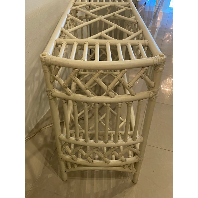 1970s Vintage Rattan Chinese Chippendale Ficks Reed Console Table For Sale - Image 5 of 12