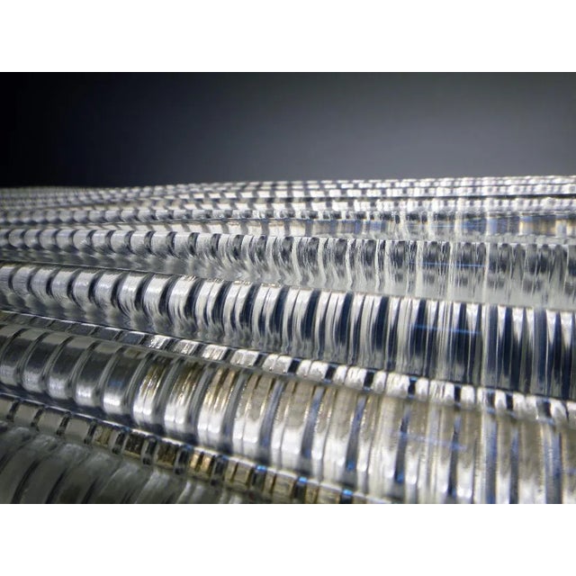 Offered for sale are two large handblown Murano glass wall sconces with nickel trim by Laudarte Srl. The sconces are...