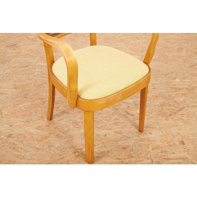 Wooden Chair with Caned Back and Fabric Seat from Horgenglarus, 1940s For Sale - Image 4 of 12