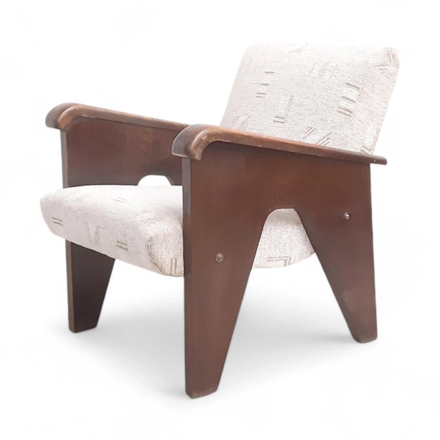 Brown Vintage Wooden A-Shaped Armchair attributed to Up Závody, 1950s For Sale - Image 8 of 9