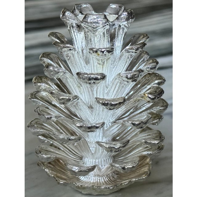 Vintage Godinger Silver Plated Pinecone Motif Taper Candle Holder For Sale In Seattle - Image 6 of 11