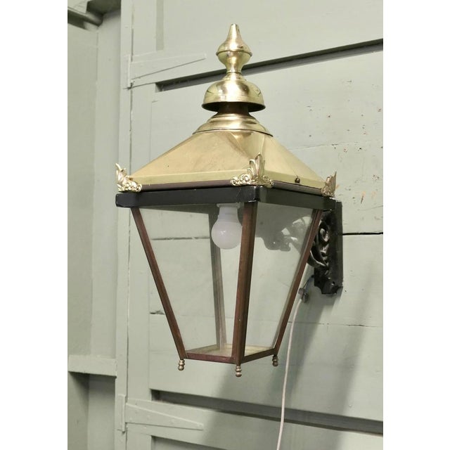 Large Brass Wall Hung Lantern Wall Light, 1960s For Sale - Image 3 of 6