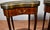 1930 Pair French Mahogany Inlay Marble Top Kidney Shape Nightstands Bedside Tables For Sale - Image 4 of 15