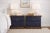 Late 20th Century Pair of Solid Wood Navy Blue Nightstands With Carved Shell Drawer & Walnut Tops For Sale - Image 10 of 12