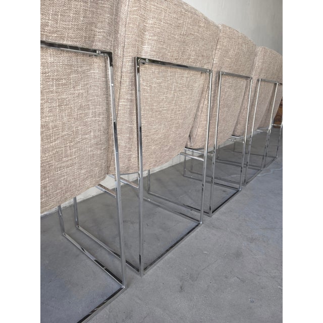 1970s Set of 10 Model 1187 Chrome Thin Line Dining Chairs by Thayer Coggin For Sale - Image 5 of 12