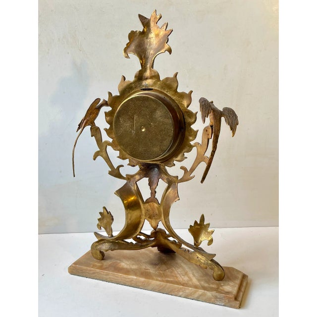 Gold Antique French Mantel Clock in Gilt Brass and Marble, 19th Century For Sale - Image 8 of 13