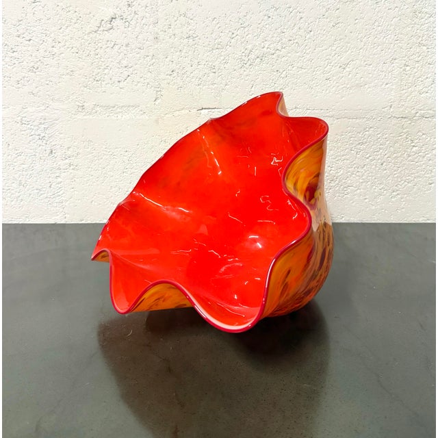 Vintage Murano Hand Blown Art Glass Bowl After Chihuly “Macchia” For Sale In West Palm - Image 6 of 8