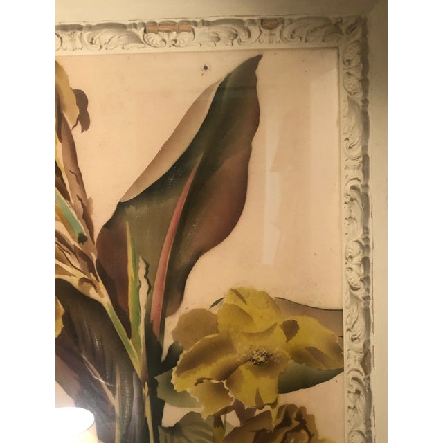 1940s Benjamin Jorj Harris Yellow Lillys Airbrushed Painting For Sale - Image 14 of 17
