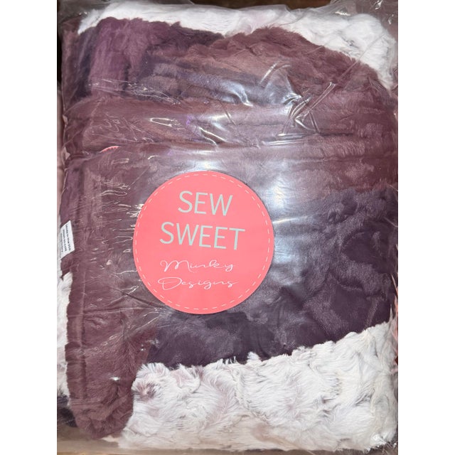 Handmade Luxury Patchwork Minky Throw Blanket | Merlot & Ivory | 60” X 82” For Sale - Image 4 of 4