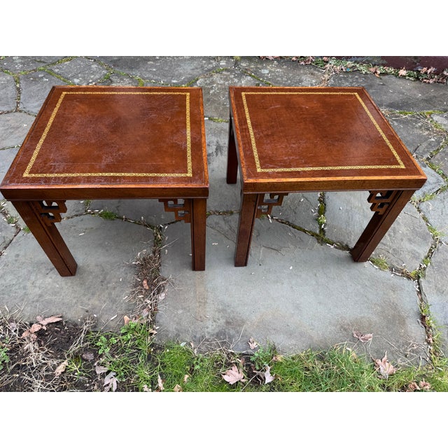 Mahogany Chinoiserie Side Tables With Gold Inlay, a Pair For Sale In Portland, OR - Image 6 of 12
