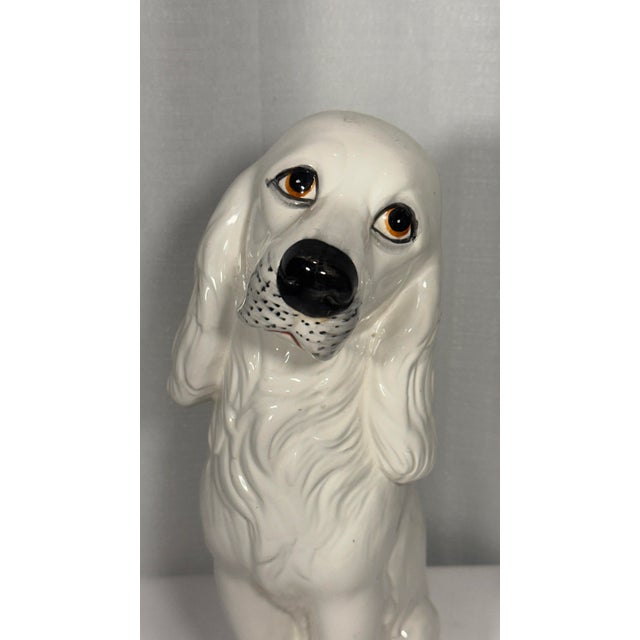 Dorothy Draper Vintage Italian Mid-Century Modern Glazed Ceramic Cocker Spaniel Dog Figurine For Sale - Image 4 of 12