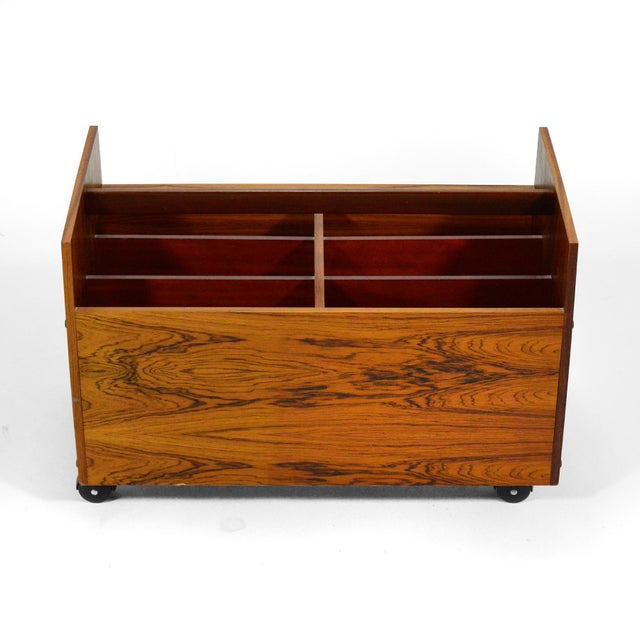 Mid 20th Century Mid 20th Century Rolf Hesland Rosewood Rolling Record/Magazine Caddy by Bruksbo For Sale - Image 5 of 6