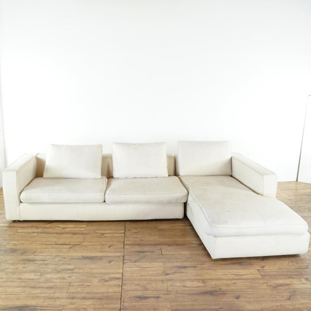 Camerich Mid Century Modern Style White Upholstered Sectional Sofa