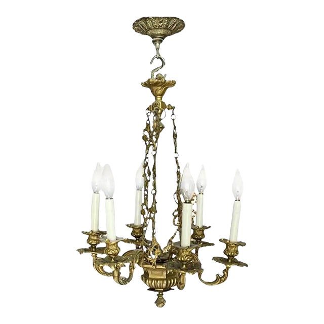 Mid 19th Century French Louis Philippe Six-Light Chandelier For Sale
