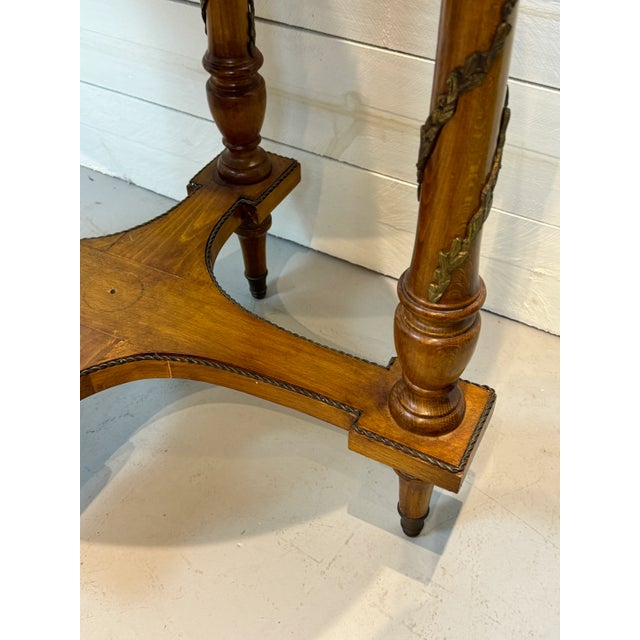 Vintage Bronze Ormolu-Mounted Oval Marquetry End or Side Table, C. 1940s For Sale - Image 9 of 12