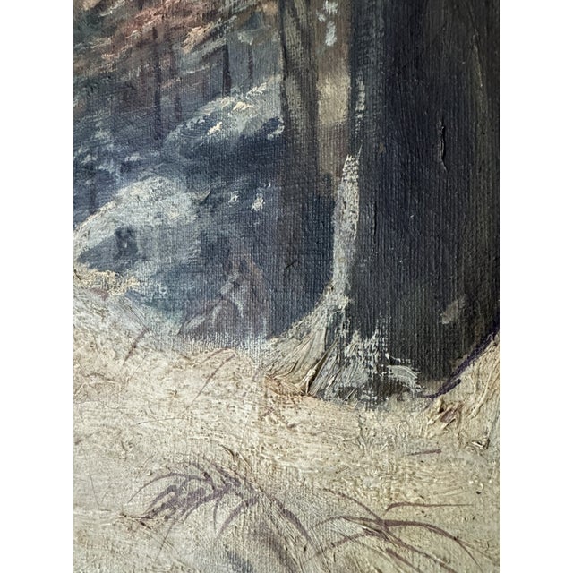 Early 20th Century 1900s American Tonalist Winter Forest Landscape Oil Painting by f.m. Lamb - Framed For Sale - Image 5 of 15
