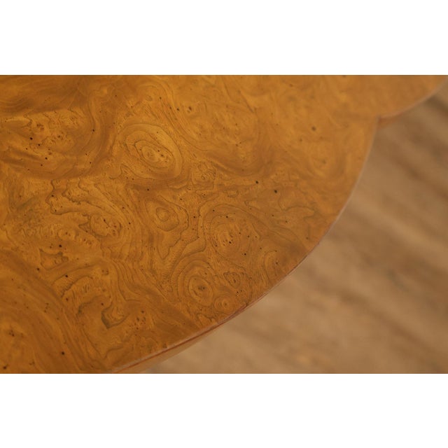 Mastercraft Hollywood Regency Burlwood Pedestal Expandable Dining Table For Sale - Image 11 of 18