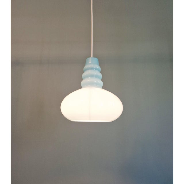 Space Age Pendant Light in Blue Opaline from Peill & Putzler, 1970 For Sale - Image 10 of 11