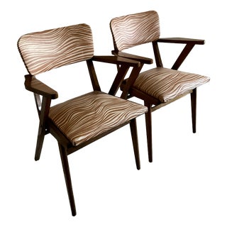 Mid-Century Modern Wood Armchairs, 1960s, Set of 2 For Sale