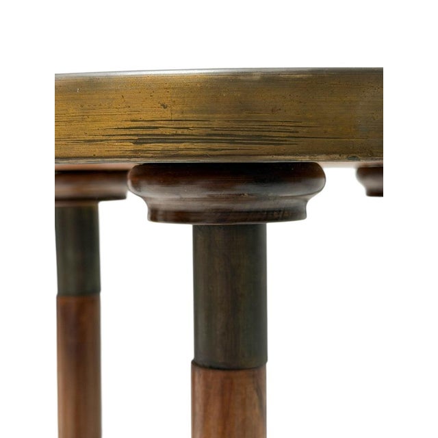 Vienna Secession Pedestal in Walnut and Patinated Brass, 1900s For Sale - Image 4 of 11