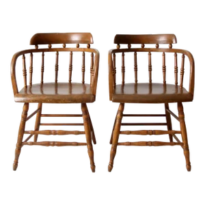 Antique Barrel Captain's Chair Pair