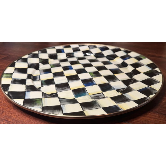 Metal MacKenzie-Childs Courtly Check 16” Enamel Charger / Serving Platter For Sale - Image 7 of 8