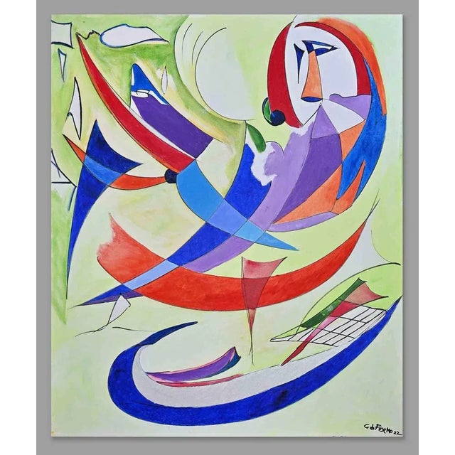 Giorgio Lo Fermo, Futurballa, Original Oil on Canvas, 2022 For Sale - Image 5 of 5