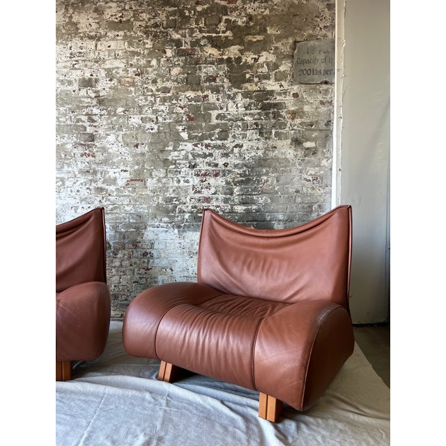 Vintage Cognac Leather Sling Lounge Chairs – Pair For Sale - Image 18 of 18