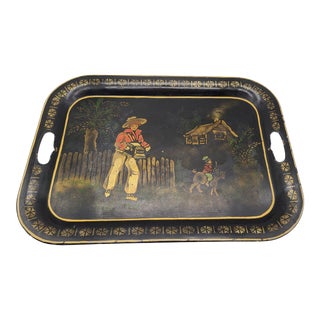 C. 1962 Folk Art Tole Painted Tray For Sale