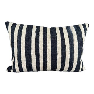 Turkish Hemp Pillow Cushion Natural Beige Black Pillow Cushion Cover 16" x 24" For Sale