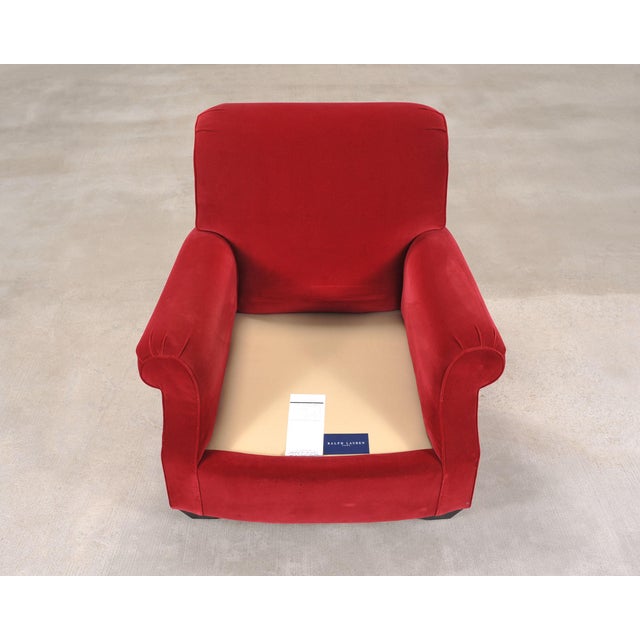 Ralph Lauren London Club Lounge Chair in Italian Red Velvet For Sale In Sacramento - Image 6 of 18