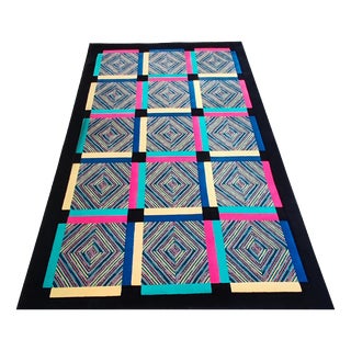 Postmodern Italian Square Geometric Wool Rug by Ottavio Missoni, 1990s For Sale