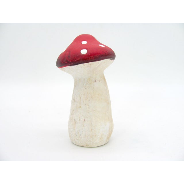 Mid-Century Modern Hand Painted Ceramic Mushroom Red Cap With White Polka Dots For Sale - Image 3 of 6
