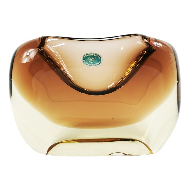 Vintage Art Glass Ashtray by Miloslav Klinger, Czechoslovakia, 1960s For Sale