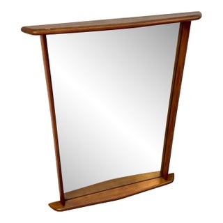 20th C. Mid-Century Modern Sculpted Walnut Wall Mirror by Kent-Coffey For Sale