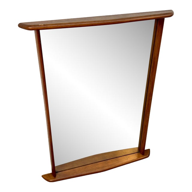 20th C. Mid-Century Modern Sculpted Walnut Wall Mirror by Kent-Coffey For Sale