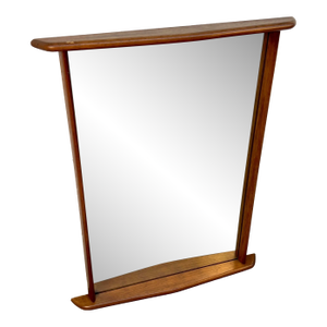20th C. Mid-Century Modern Sculpted Walnut Wall Mirror by Kent-Coffey