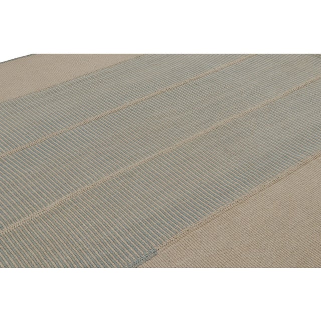 Rug & Kilim Rug & Kilim’s Modern Kilim in Beige & Blue Stripes For Sale - Image 4 of 7