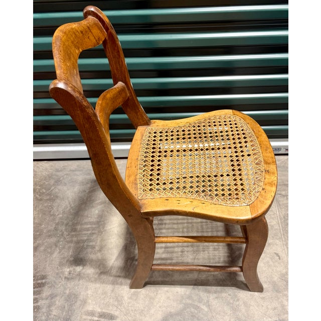 Antique Walnut Cane Seat Side Chair For Sale - Image 4 of 9