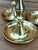 Metal Set of 3 Vintage English Brass Chambersticks W/ Glass Hurricane Chimneys For Sale - Image 7 of 8
