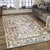 Contemporary 8x10 Ivory Machine Made Wool Viscose Faded Floral Border Geometric Carpet Rug For Sale - Image 3 of 4