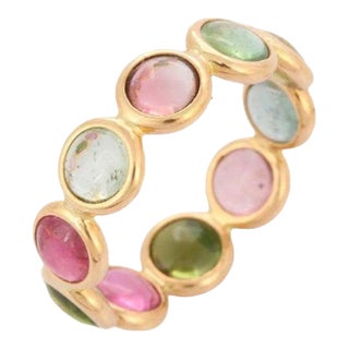 18k Solid Gold Multi-Tourmaline Infinity Band Size 8 For Sale